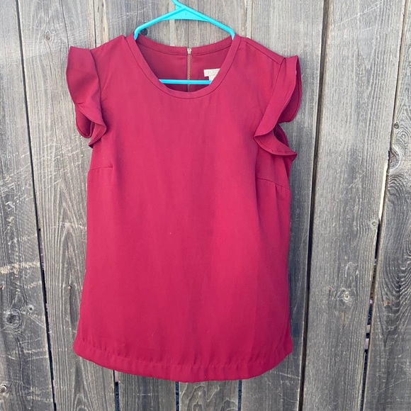 Jcrew ruffle sleeve top - Picture 1 of 3